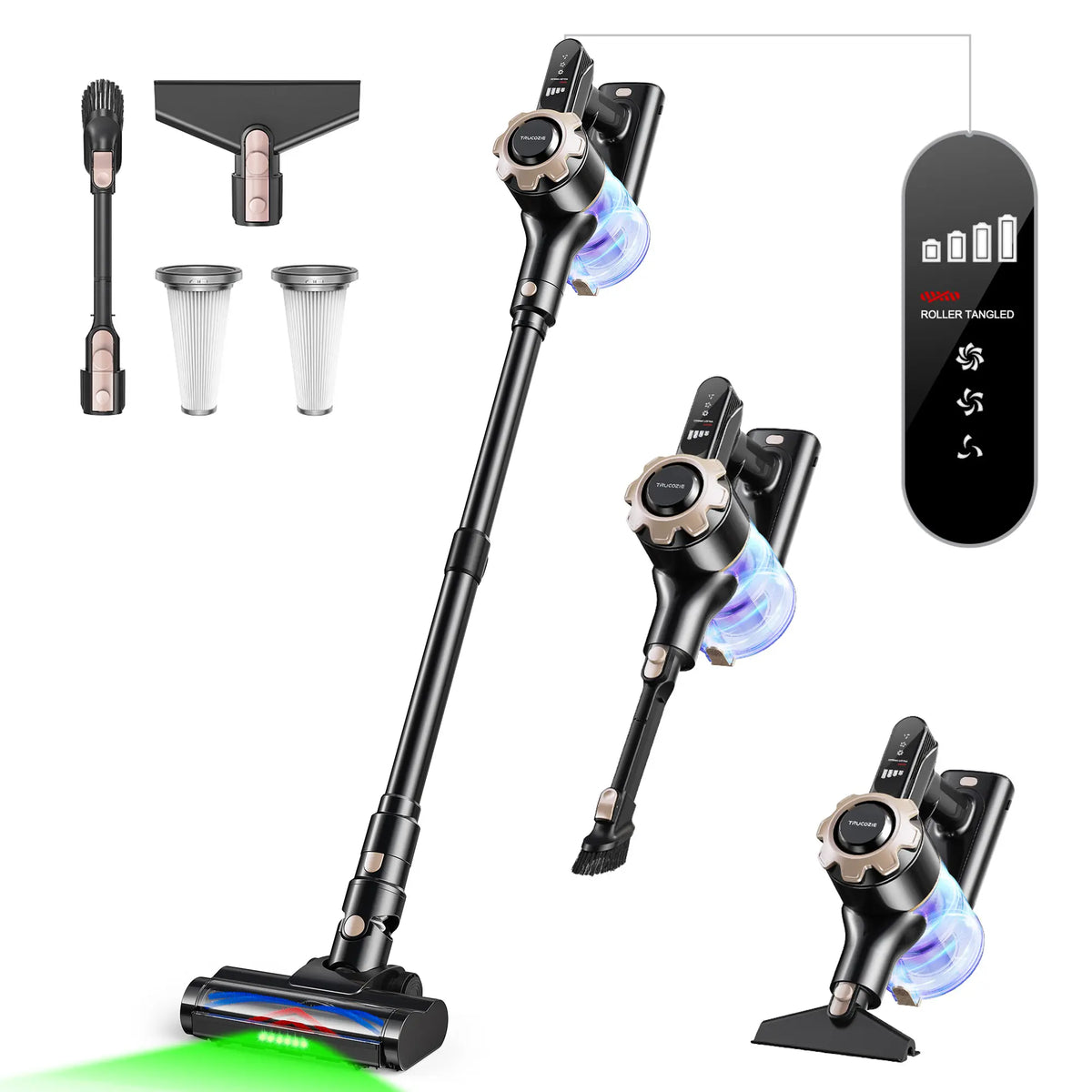 【 2026 newly upgraded】Trucozie T350 Cordless Vacuum Cleaner, 8-in-1 Lightweight Upright Vacuum Cleaner, 45-Minute Runtime, Powerful 33 kPa Suction, Suitable for Home , Hardwood Floors, Carpets,  Pet Hair