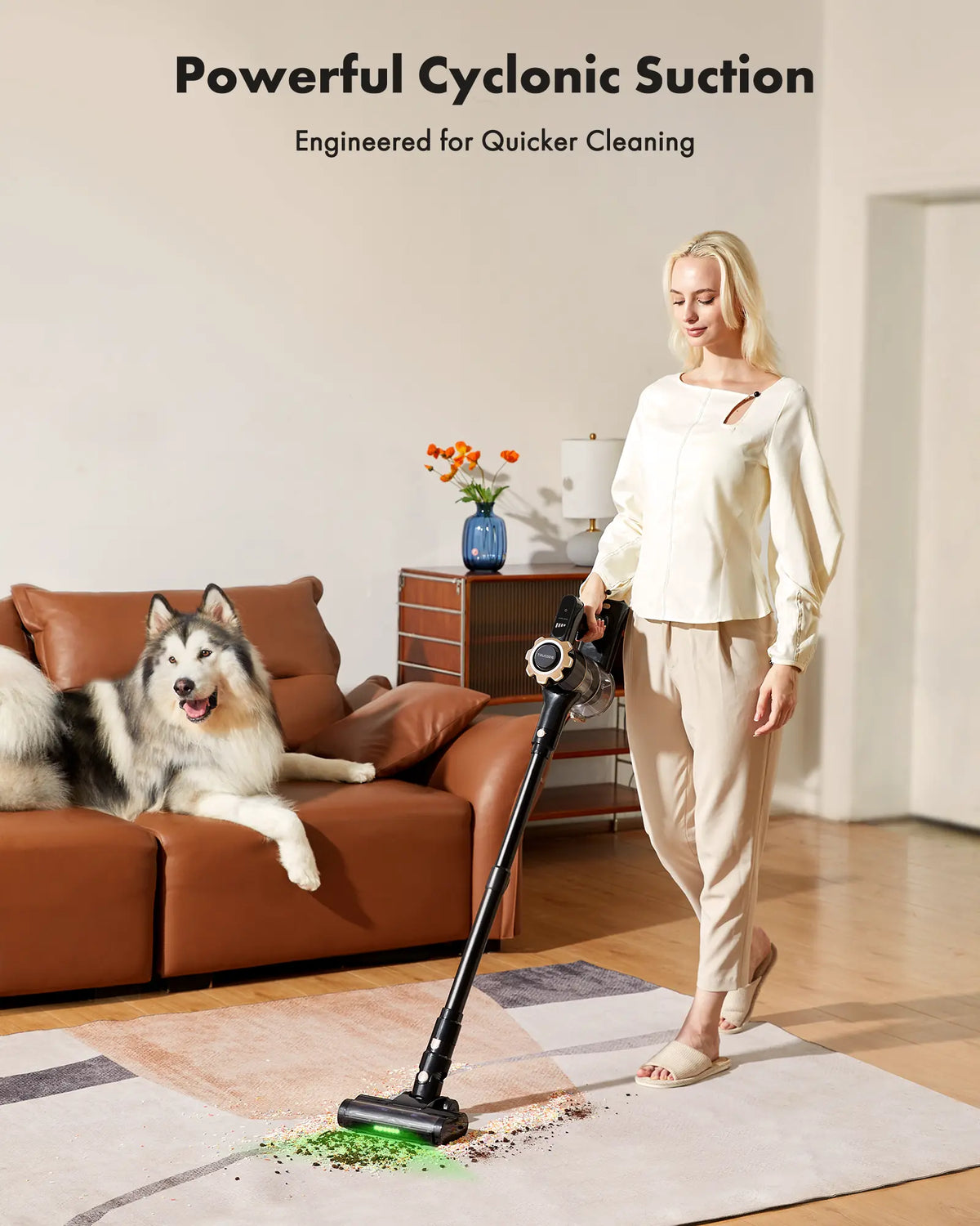 【 2026 newly upgraded】Trucozie T350 Cordless Vacuum Cleaner, 8-in-1 Lightweight Upright Vacuum Cleaner, 45-Minute Runtime, Powerful 33 kPa Suction, Suitable for Home , Hardwood Floors, Carpets,  Pet Hair