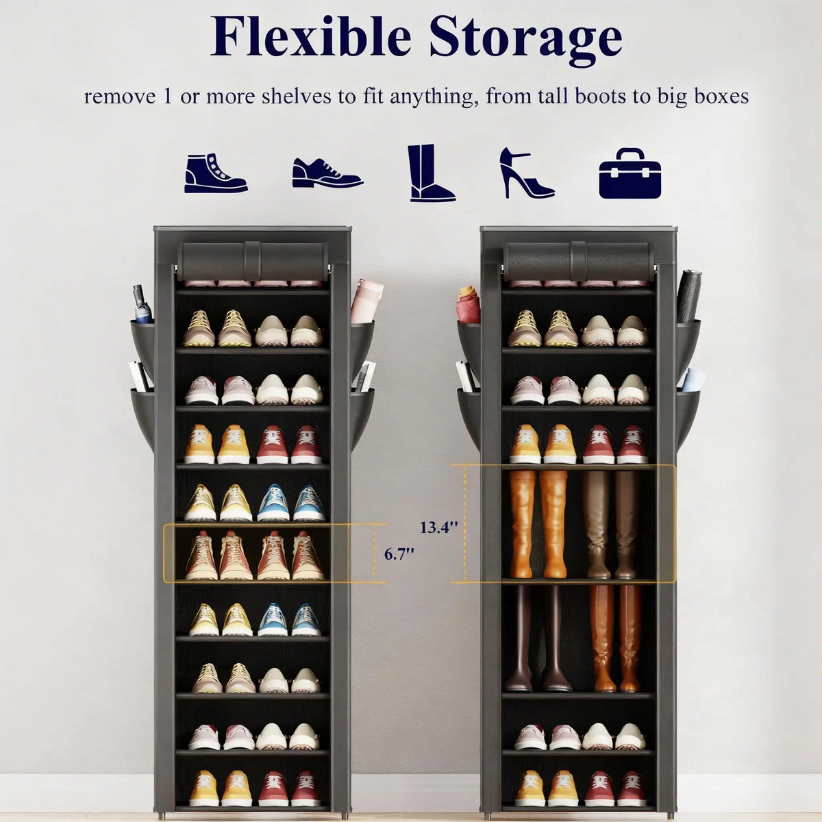 Kitsure Shoe Rack -10-Tier Shoe Organizer with Side Handles for Closet Entryway Bedroom Easy Assembly Storage Shelf for Versatile Placement Summervibes,dorm essentials