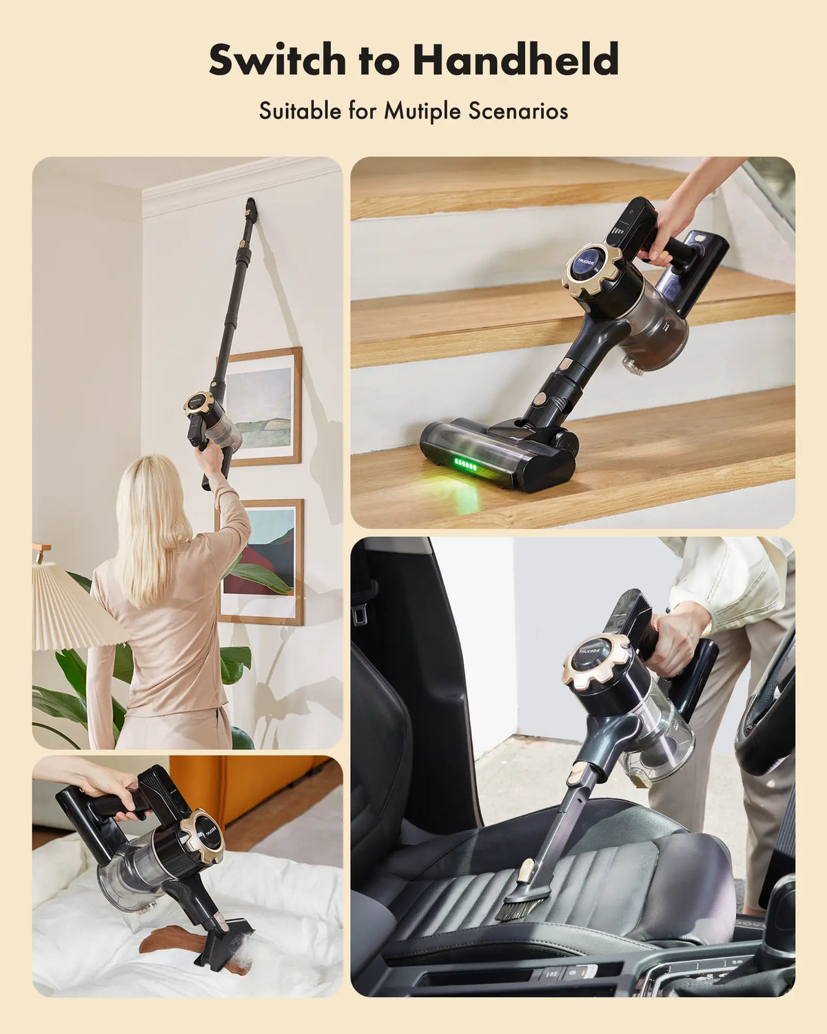 【 2026 newly upgraded】Trucozie T350 Cordless Vacuum Cleaner, 8-in-1 Lightweight Upright Vacuum Cleaner, 45-Minute Runtime, Powerful 33 kPa Suction, Suitable for Home , Hardwood Floors, Carpets,  Pet Hair