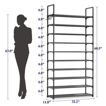 Kitsure Shoe Rack -10-Tier Shoe Organizer with Side Handles for Closet Entryway Bedroom Easy Assembly Storage Shelf for Versatile Placement Summervibes,dorm essentials