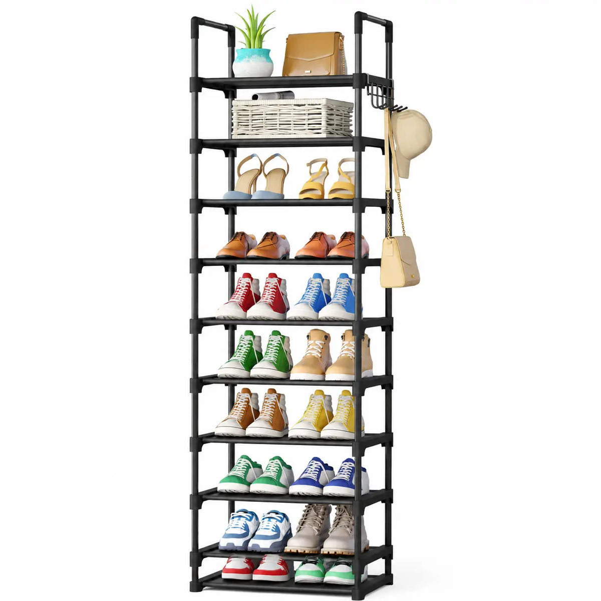Kitsure Shoe Rack -10-Tier Shoe Organizer with Side Handles for Closet Entryway Bedroom Easy Assembly Storage Shelf for Versatile Placement Summervibes,dorm essentials